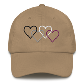 Asexual Pride Hat: Interlaced Heart Outlines Embroidered Cap