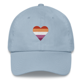 Lesbian Flag Embroidered Heart Hat: Celebratory LGBTQ+ Pride Design