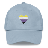 Nonbinary Flag Embroidered Heart Hat: Celebratory LGBTQ+ Pride Design