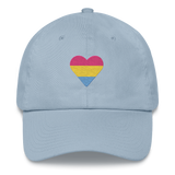 Pansexual Flag Embroidered Heart Hat: Celebratory LGBTQ+ Pride Design