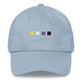 Embroidered Nonbinary Hat: Pride Flag Horizontal Square Design