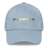 Embroidered Demigender Hat: Pride Flag Horizontal Heart Design