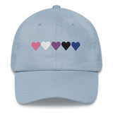 Embroidered Genderfluid Hat: Pride Flag Horizontal Heart Design