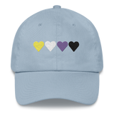 Embroidered Nonbinary Hat: Pride Flag Horizontal Heart Design