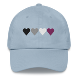 Embroidered Asexual Hat: Pride Flag Horizontal Heart Design