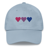 Embroidered Bisexual Hat: Pride Flag Horizontal Heart Design