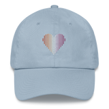 Lesbian Heart Lines Hat: Embroidered Pride Gradient Cap