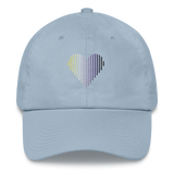 Nonbinary Heart Lines Hat: Embroidered Pride Gradient Cap