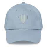 Demigender Heart Lines Hat: Embroidered Pride Gradient Cap