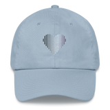 Asexual Heart Lines Hat: Embroidered Pride Gradient Cap
