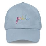 Pansexual Pride Hat: Cursive 'Pride' in Gradient Colors