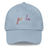 Lesbian Pride Hat: Cursive 'Pride' in Gradient Colors