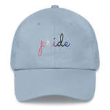 Genderfluid Pride Hat: Cursive 'Pride' in Gradient Colors