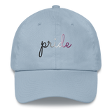 Asexual Pride Hat: Cursive 'Pride' in Gradient Colors
