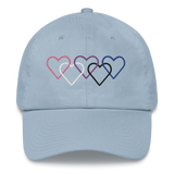 Genderfluid Pride Hat: Interlaced Heart Outlines Embroidered Cap