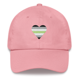 Agender Flag Embroidered Heart Hat: Celebratory LGBTQ+ Pride Design