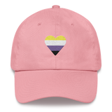 Nonbinary Flag Embroidered Heart Hat: Celebratory LGBTQ+ Pride Design