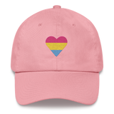 Pansexual Flag Embroidered Heart Hat: Celebratory LGBTQ+ Pride Design