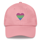 Polysexual Flag Embroidered Heart Hat: Celebratory LGBTQ+ Pride Design
