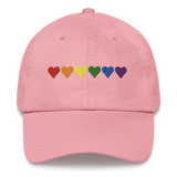 Embroidered Pride Hat: Pride Flag Horizontal Heart Design
