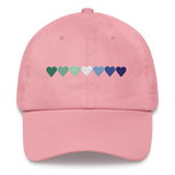 Embroidered Gay Pride Hat: Pride Flag Horizontal Heart Design