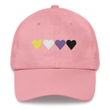 Embroidered Nonbinary Hat: Pride Flag Horizontal Heart Design