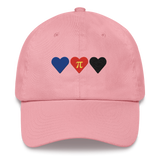 Embroidered Polyamory Hat: Pride Flag Horizontal Heart Design