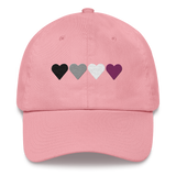 Embroidered Asexual Hat: Pride Flag Horizontal Heart Design