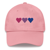Embroidered Bisexual Hat: Pride Flag Horizontal Heart Design