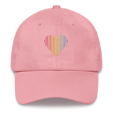 Pansexual Heart Lines Hat: Embroidered Pride Gradient Cap