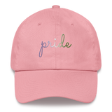 Genderqueer Pride Hat: Cursive 'Pride' in Gradient Colors