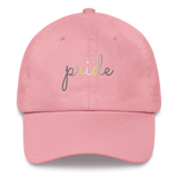 Demigender Pride Hat: Cursive 'Pride' in Gradient Colors