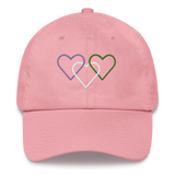 Genderqueer Pride Hat: Interlaced Heart Outlines Embroidered Cap