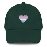Bigender Flag Embroidered Heart Hat: Celebratory LGBTQ+ Pride Design