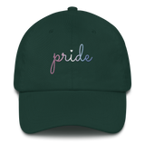 Bigender Pride Hat: Cursive 'Pride' in Gradient Colors