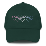 Bigender Pride Hat: Interlaced Heart Outlines Embroidered Cap