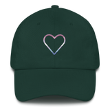 Bigender Heart Hat: Embroidered Pride Cap