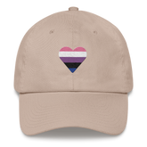 Genderfluid Flag Embroidered Heart Hat: Celebratory LGBTQ+ Pride Design