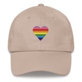 Gilbert Baker Pride Flag Embroidered Heart Hat: Celebratory LGBTQ+ Pride Design
