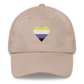 Nonbinary Flag Embroidered Heart Hat: Celebratory LGBTQ+ Pride Design