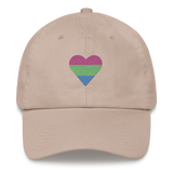 Polysexual Flag Embroidered Heart Hat: Celebratory LGBTQ+ Pride Design