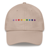 Embroidered Gilbert Baker Pride Hat: Pride Flag Horizontal Circle Design