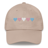 Embroidered Transgender Hat: Pride Flag Horizontal Heart Design