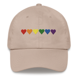 Embroidered Pride Hat: Pride Flag Horizontal Heart Design