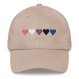 Embroidered Genderfluid Hat: Pride Flag Horizontal Heart Design