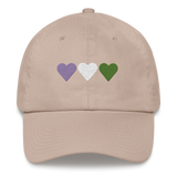 Embroidered Genderqueer Hat: Pride Flag Horizontal Heart Design