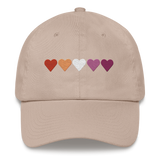 Embroidered Lesbian Hat: Pride Flag Horizontal Heart Design