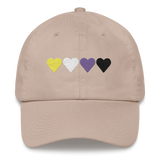 Embroidered Nonbinary Hat: Pride Flag Horizontal Heart Design