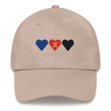 Embroidered Polyamory Hat: Pride Flag Horizontal Heart Design