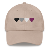 Embroidered Asexual Hat: Pride Flag Horizontal Heart Design
